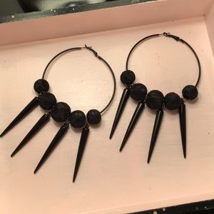 Black Spike Hoop Earring